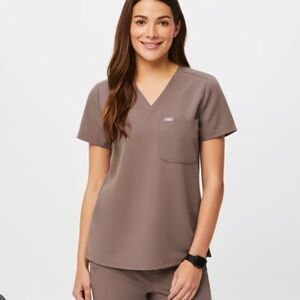 Figs Catarina Scrub Top- Smokey Taupe